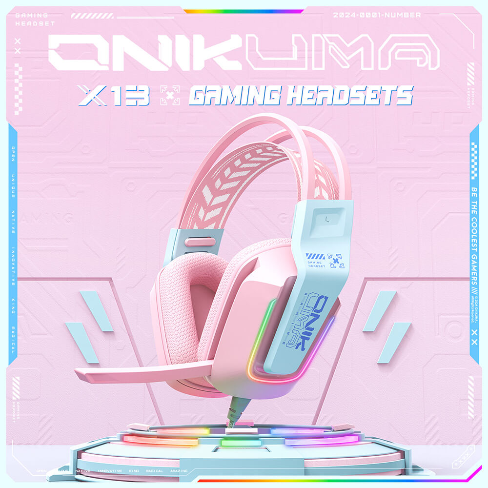 หูฟังเกมมิ่ง ONIKUMA X13 GAMING HEADSET - สีชมพู